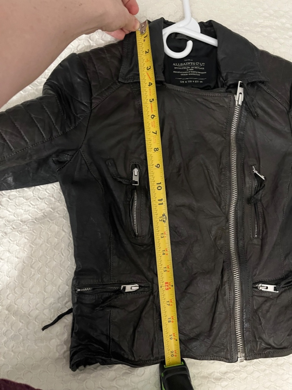 All Saints Slate Biker Spitalfields Jacks Place Leather Jacket - Picture 14 of 14